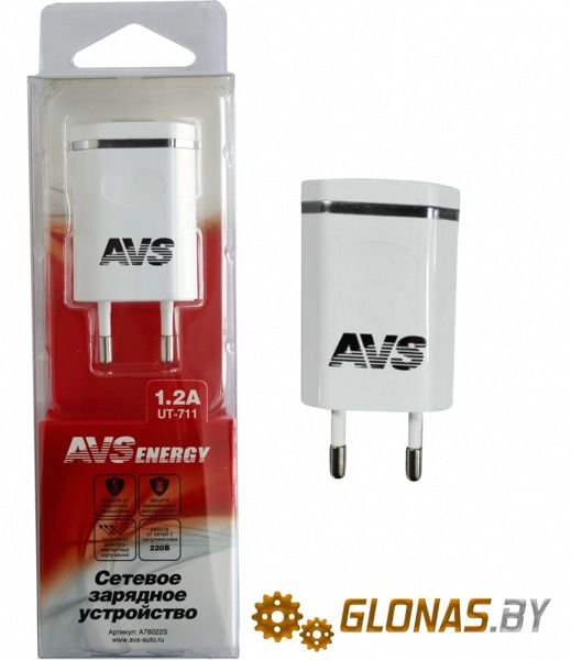 Avs Кубик USB сетевое зарядное устройство 1 порт (1,2А)