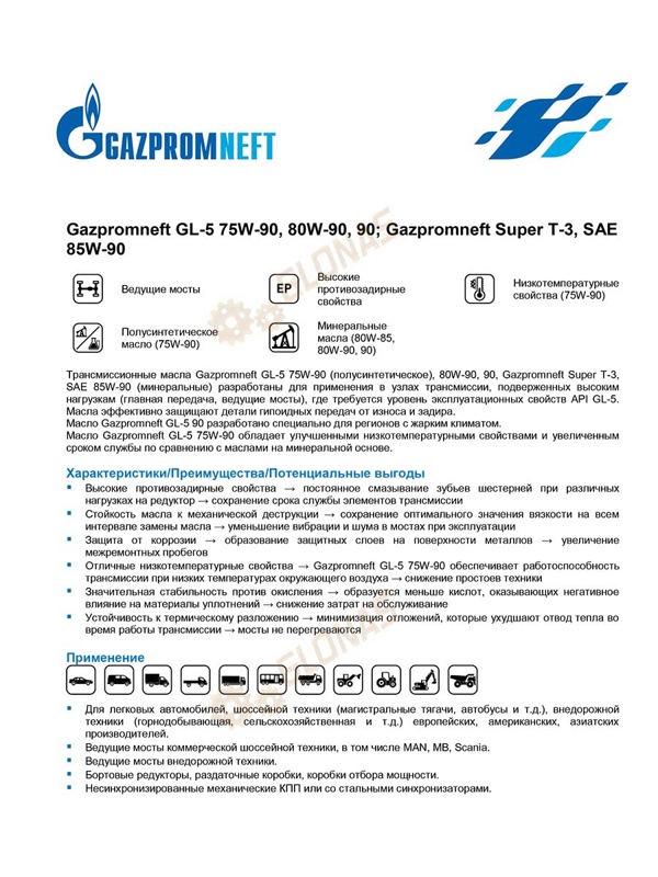 Gazpromneft GL-5 80w-90 1л