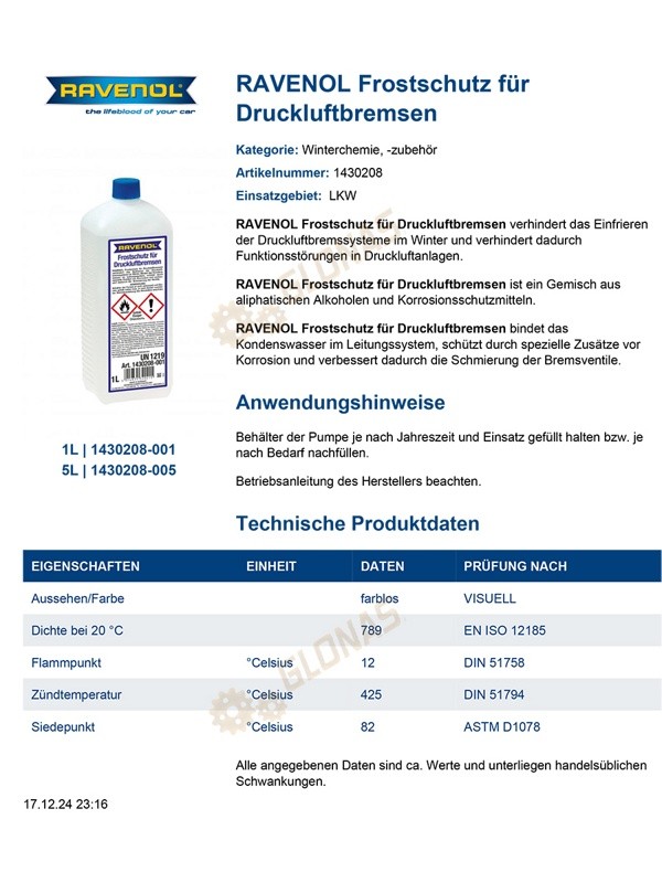 Ravenol Frostschutz fur Druckluftbremsen 1л