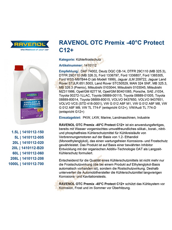 Ravenol OTC Protect C12+ Premix -40C 5л