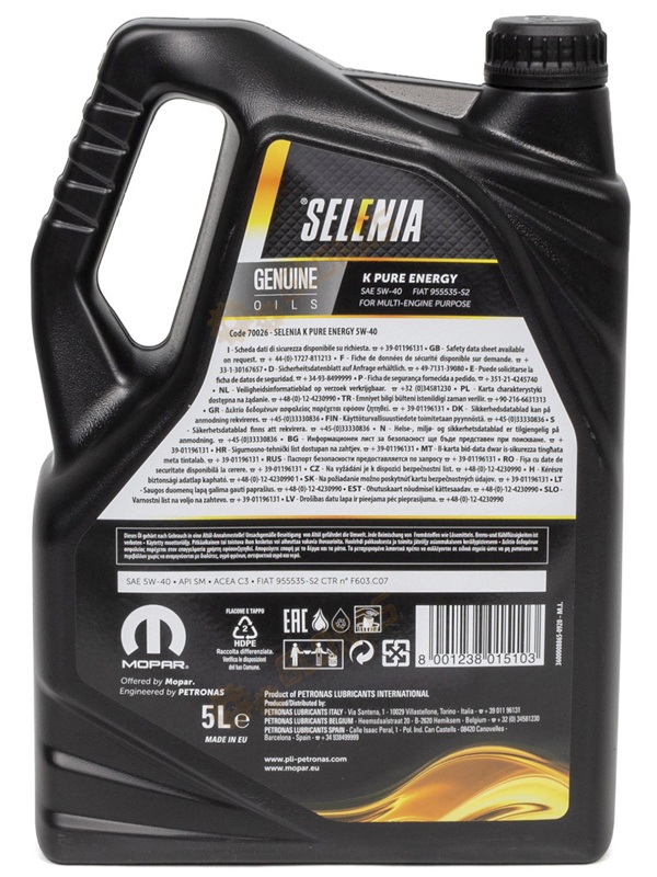 Selenia Mopar K Pure Energy 5W-40 5л