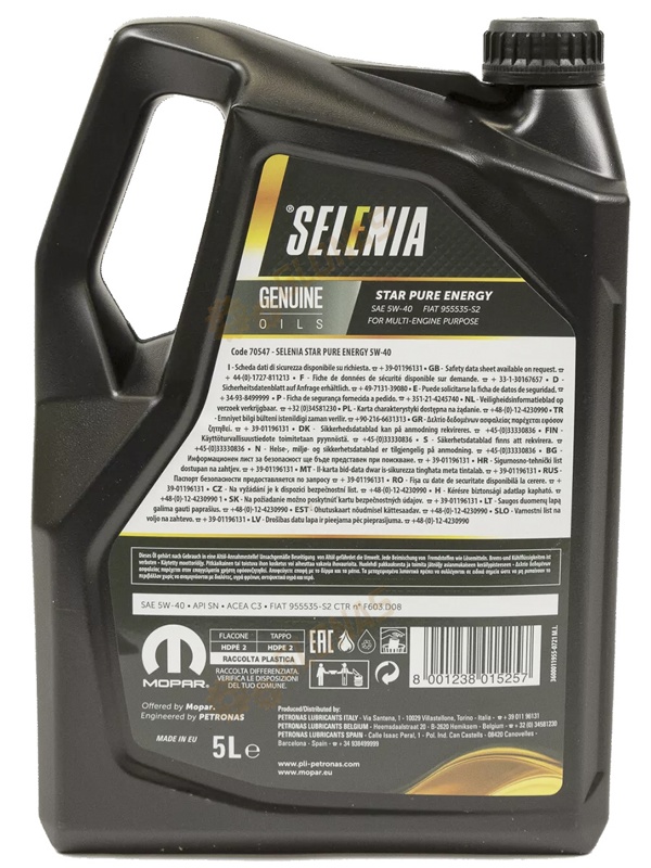 Selenia Mopar Star Pure Energy 5W-40 5л