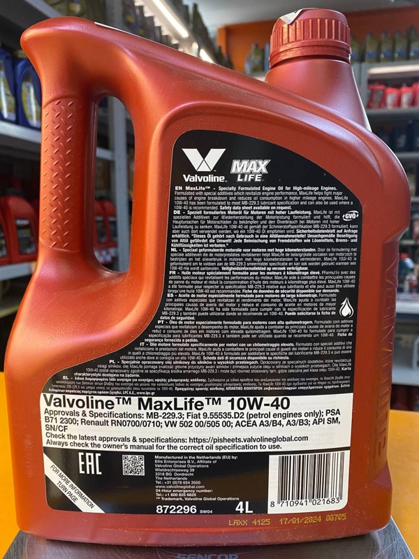 Valvoline MaxLife 10W-40 4л